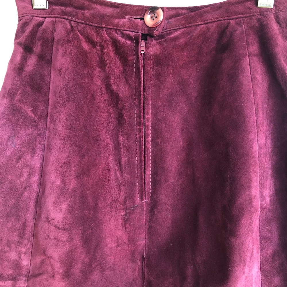 Vintage Genuine Leather Deep Red High Waisted Pencil Skirt 0 - Picture 12 of 16